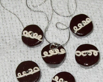 Classic American Chocolate Cupcake with Vanilla Curls Necklace Pendant (Hostess Style)