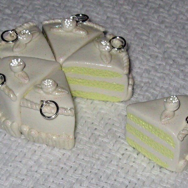 White Wedding Cake Slice Necklace / Pendant