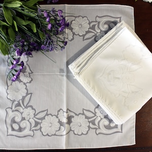 Poly Cotton Dinner Napkins, Set of 12, White Semi Sheer Napkins, Dinner Serviettes - 17174