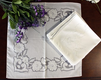 Poly Cotton Dinner Napkins, Set of 12, White Semi Sheer Napkins, Dinner Serviettes - 17174