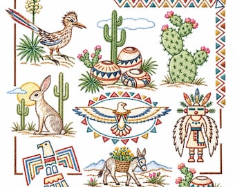 Southwest, Aunt Martha's, Pattern 3853, Hot Iron Transfers, NEW Uncut, Unopened, Transfers for Embroidery