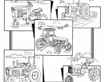 Tractors, 3940, Aunt Martha's®, Vintage Embroidery, Transfer Pattern, Hot Iron Transfers, Tractor Transfers