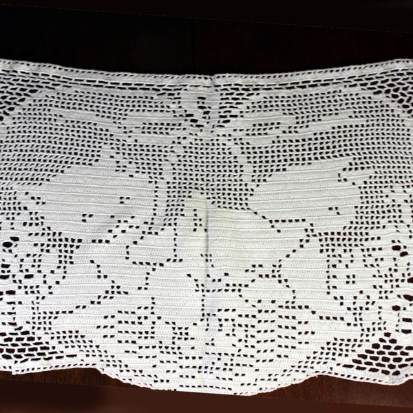 Antimacassar - Crochet Armchair Large Vintage Sofa Doily - 12045