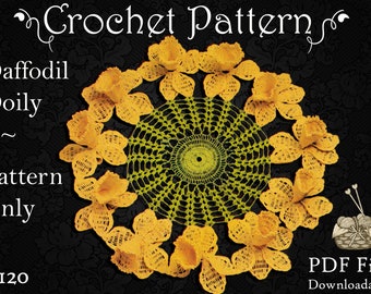 PATTERN - Daffodil Doily, Crochet Pattern for 14 Inch Doily, Old Pattern Lovingly Reproduced in PDF Format 120