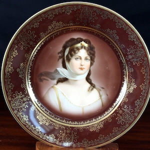Antique Porcelain Portrait Plate | Decorative Bavarian Cabinet Plate 18667