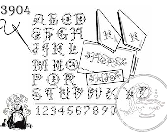 Aunt Martha's 3904, Cross Stitch Alphabet, Hot Iron Transfer Pattern, Alphabet Embroidery Pattern, Needle Craft Patterns