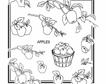 Aunt Martha's, 3953, Apples Galore, Transfer Pattern, Hot Iron Transfers, Fruit Embroidery Pattern