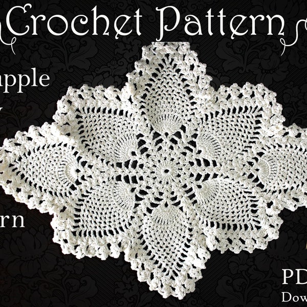 Napperon Ananas, PATTERN , Patron Napperon au Crochet, Ancien Modèle Reproduit au Format PDF 112