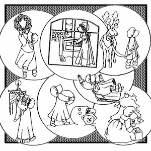 Aunt Martha&#39;s, 3944, Sunbonnet Christmas, Transfer Pattern, Hot Iron Transfers, NEW Transfers, For Embroidery, Textile Painting