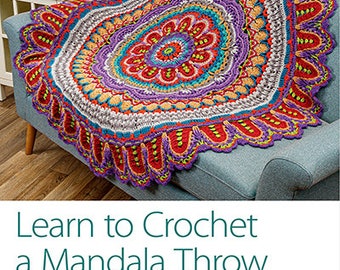 Learn to Crochet a Mandala Throw, DVD Patterns, Instructions for a Crocheted Mandala, Colorful Throw to Make, Annie's Crafts CDV30D