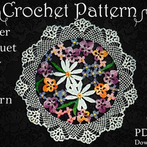 Flower Bouquet Doily, PATTERN , Crochet Doily Pattern, for Colorful Doily, Old Pattern Reproduced in PDF Format 110