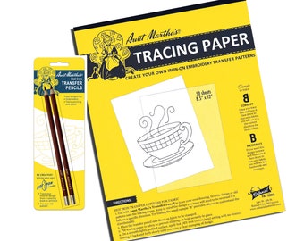 Aunt Martha's, Transfer Paper, Aunt Martha's Pencils, Embroidery Tracing Paper, 50 Sheets Hot Iron Tracing Paper, Plus Transfer Pencils