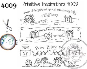 Primitive Inspirations, Hot Iron Transfers, For Embroidery, Textile Painting, Needlepoint, Wearable Art, Aunt Martha's, 4009