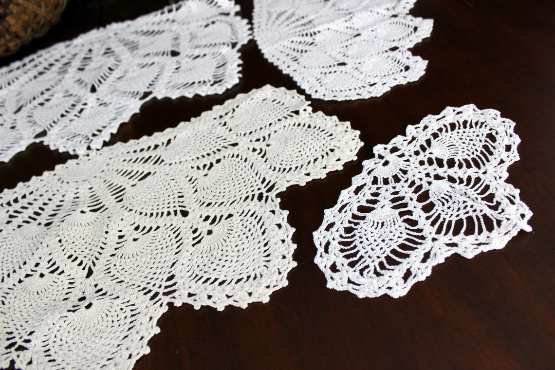 7 Antimacassar Doilies Crochet Armchair Doilies Vintage Sofa Etsy