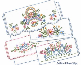 Pillow Cases, Hot Iron Transfers, For Embroidery, Textile Painting, Needlepoint, Transfers for Linens Aunt Martha's, 3436