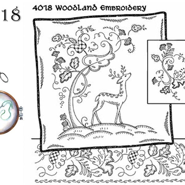 Woodland Embroidery, 4018, Transfer Pattern, Hot Iron Transfers, Aunt Martha's, New Transfers