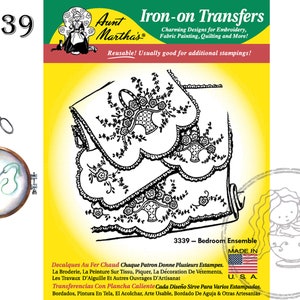 Aunt Martha&#39;s, 3339, Bedroom Ensemble, NEW Transfer Pattern, Hot Iron Transfers, Uncut, Unopened Transfers