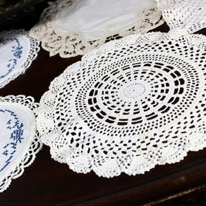 5 Vintage Linen and Crochet Doilies | Assorted Handmade Doily Lot 18516