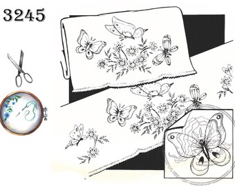 Aunt Martha's, 3245, Butterflies and Flowers, Transfer Pattern, Hot Iron Transfers, For Embroidery, Textile Painting, Needlepoint