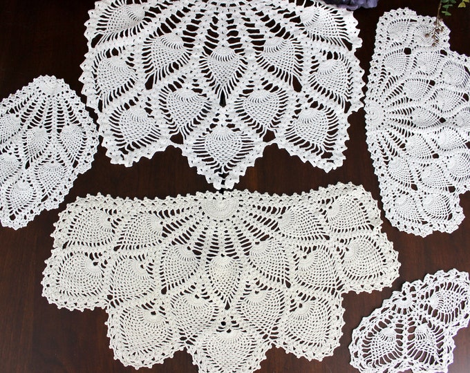 7 Antimacassar Doilies, Crochet Armchair Doilies, Vintage Sofa Doily