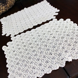 2 Matching Doilies,  Vintage Crochet Doilies, Ecru Handmade Placemats 18333