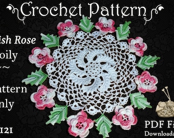 PATTERN - Irish Rose Doily, Crochet Pattern for 7 to 10 Inch Doily, Old Pattern Lovingly Reproduced in PDF Format 121