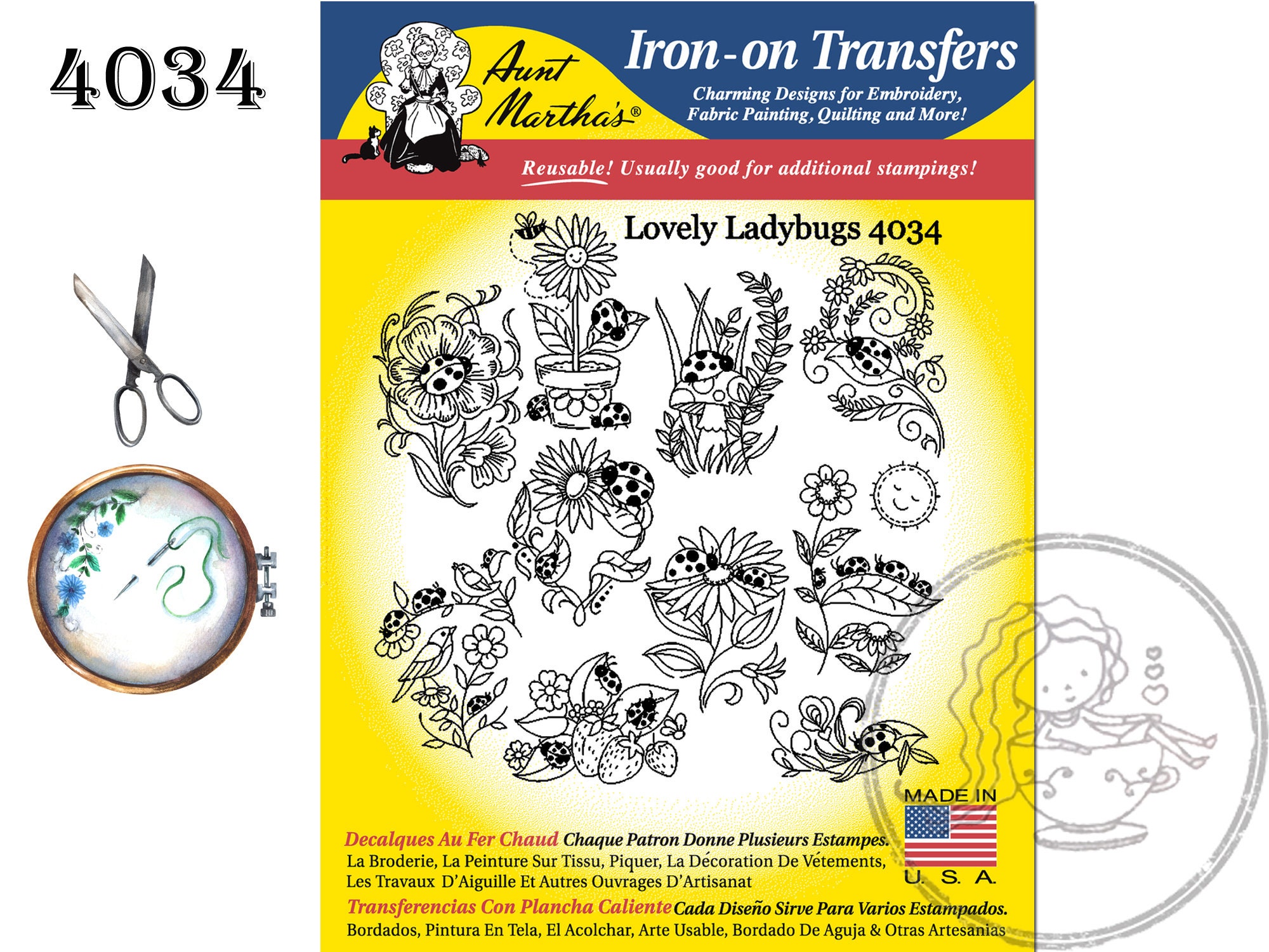 Aunt Martha's Iron On Transfer Patterns for Stitching, Embroidery or Fabric  Painting, Patterns for Linens, Set of 5