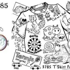 Aunt Martha&#39;s 3785, T Shirt Fun, Transfer Pattern, Hot Iron Transfers, For Embroidery, Textile Painting, Needlepoint