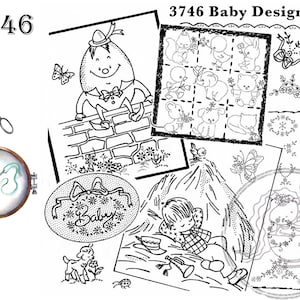 Aunt Martha&#39;s 3746, Baby Designs, Transfer Pattern, Hot Iron Transfers, NEW Transfers, For Embroidery, Textile Painting, Needlepoint