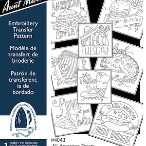 Aunt Martha&#39;s, 4043 All-American Treats, NEW Transfer Pattern, Hot Iron Transfers, Food Transfers