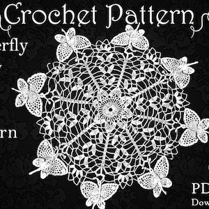 PATTERN - Butterfly Doily, Crochet Pattern for Small Doilies, 13 Inch Doily, Old Pattern Reproduced in PDF Format 114