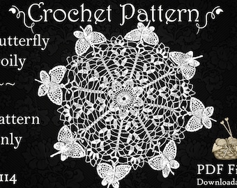PATTERN - Butterfly Doily, Crochet Pattern for Small Doilies, 13 Inch Doily, Old Pattern Reproduced in PDF Format 114