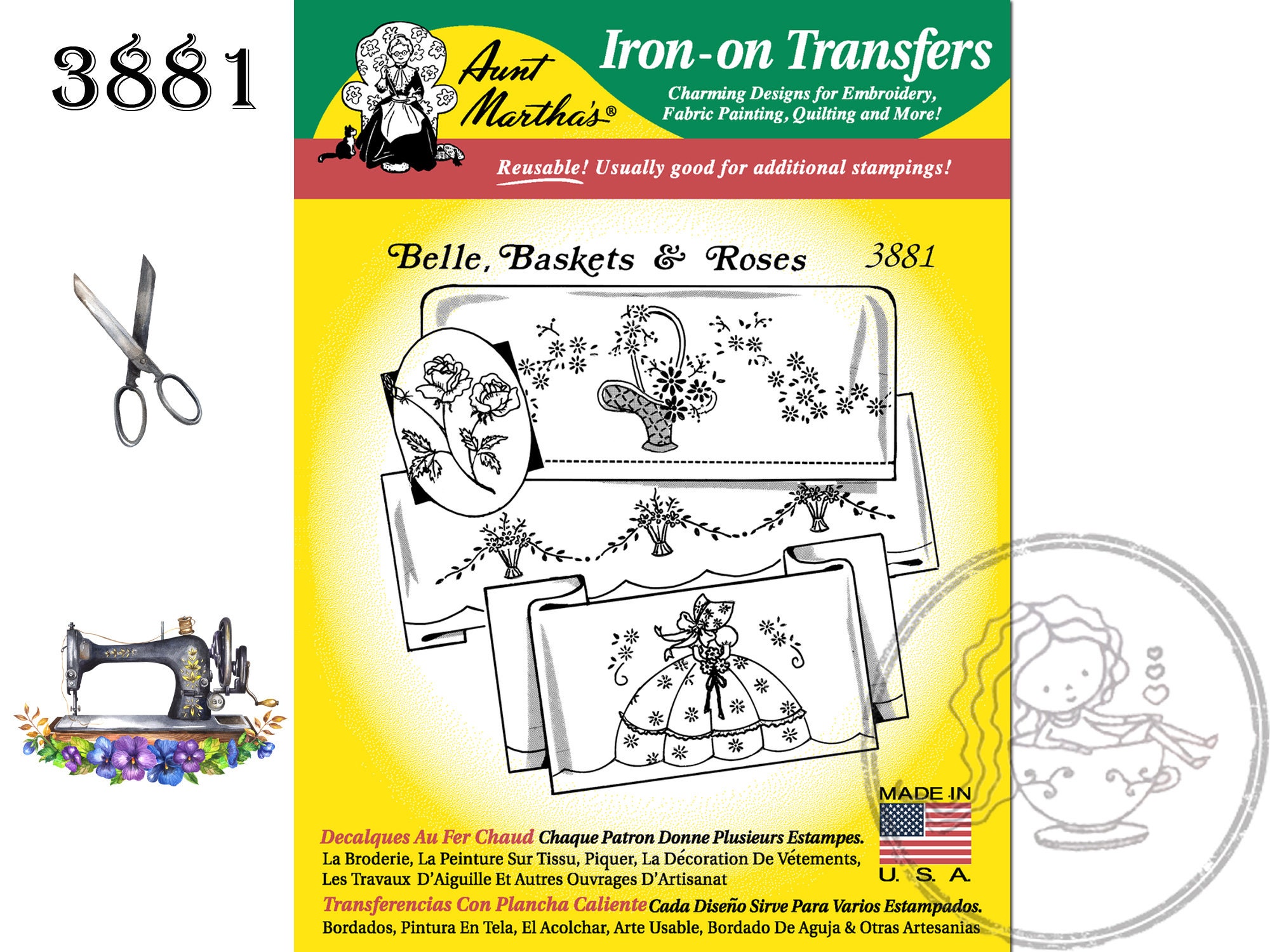 New Aunt Martha's 4036, A Slice of Pie, Transfer Pattern, Hot Iron