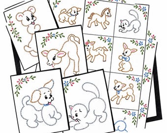 Aunt Martha 3047, Baby Animal Quilt, Transfer Pattern, Hot Iron Transfers