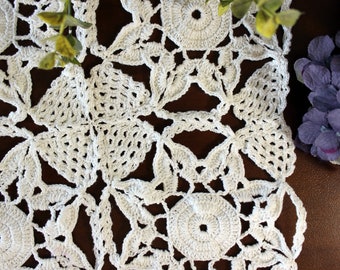 16 Inch, Chunky Crochet Doily, or Small Centerpiece, White Handmade Doily 16634