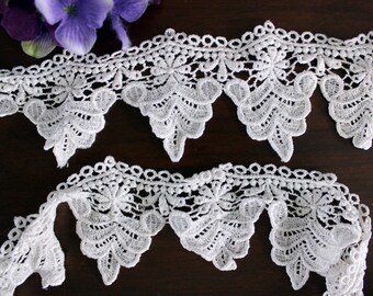 Wide White Lace, 6yds, Chemical Lace, Sewing Supplies, Lace Trims, Chinese Schiffli Lace Length 17668