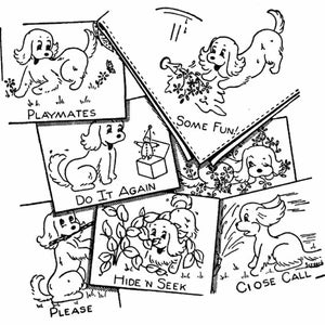 Playful Cocker Puppy, 3052, Aunt Martha&#39;s®, Vintage Embroidery, Transfer Pattern, Hot Iron Transfers, Puppy Embroidery