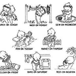 Busy Babies, 3957, New Aunt Martha&#39;s Transfer Pattern, Hot Iron Transfers, Made in USA