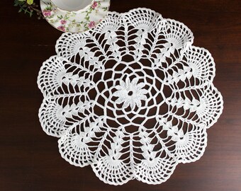 Crochet Doily, 15 Inch, Slightly Off White, Soft Thread, Hand Made 18364