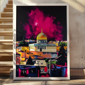 Dome of the Rock Art Print: Jerusalem Abstract Painting (Digital Download)