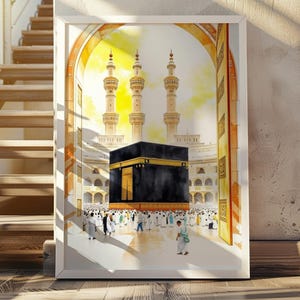 Kaaba Wall Art Print • Bright Mecca Digital Poster • Islamic Golden Hour Decor • Masjid Al Haram Download • Hajj Umrah Gift • islamic gifts