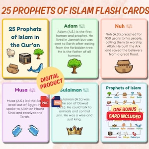 25 Islamische Hellseher Flashcards für Kinder - Islamisches lernen | Digitaler Download | Koran Hellseher | Lernkarten