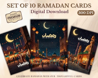 Ramadan Greeting Cards: Islamic Bazaar Theme (Digital Download)