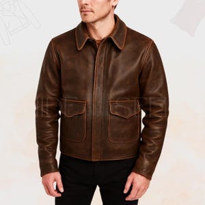 Handgefertigte Abenteuerjacke aus Lammleder | Bomberjacke im Vintage-Stil aus Archäologenfilmen | Klassischer brauner Fliegermantel aus Leder