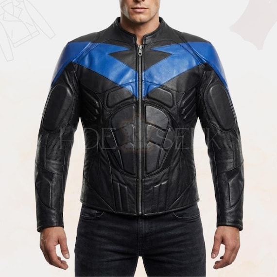 Men’s Armoured Leather Motorcycle Jacket with Removable Armors | Padded Vigilante Eagle Wing Biker Coat | Cowhide Protective Racing Jacket
