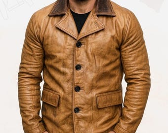 Handmade Western Outlaw Leather Jacket | Vintage Cowboy Blazer Sport Coat | Rugged Gunslinger Frontier Style Lambskin Outfit