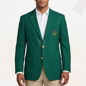 Chaqueta de golf verde de torneo para hombre, hecha a mano / Chaqueta deportiva verde clásica de estilo campeón / Chaqueta ligera de algodón de dos botones para eventos temáticos