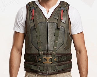 Handmade Mercenary Rebel Olive Combat Tactical Bane Vest | Men’s Dystopian Warlord Officer Vest | Luxury Industrial Plate Grid