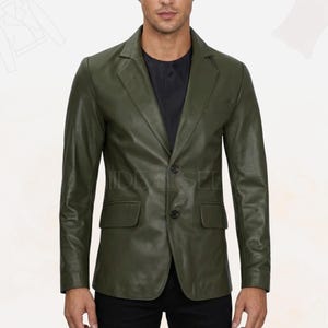 Handmade Executive Casual Leather Blazer | Classic Champion Style Formal Coat | Two Button Lightweight Lambskin Coat for Themed Events