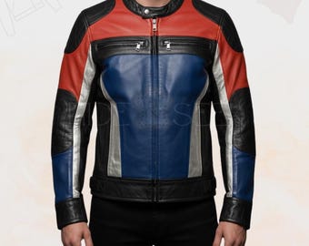 Men’s Street-wear Moto Style Biker Leather Jacket – Lambskin Retro Motorcycle Jacket - Handmade Cafe Racer Coat